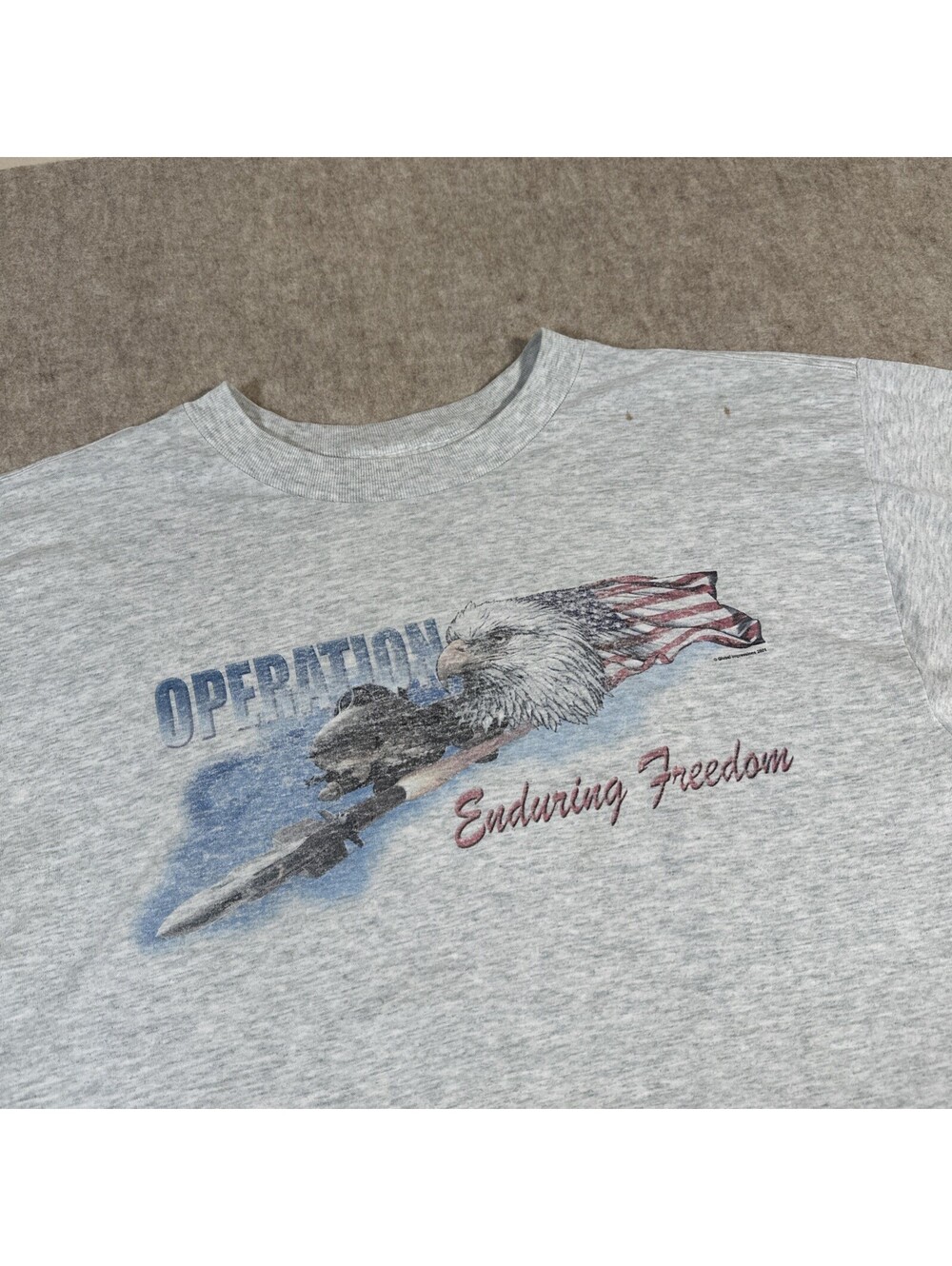 VTG 2001 Operation Enduring Freedom T-shirt Gray Medium? Eagle (Stains)